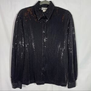 NWT Graff, Glitzy Button Down with Tank Top Set, Size Small. Black Glitzy